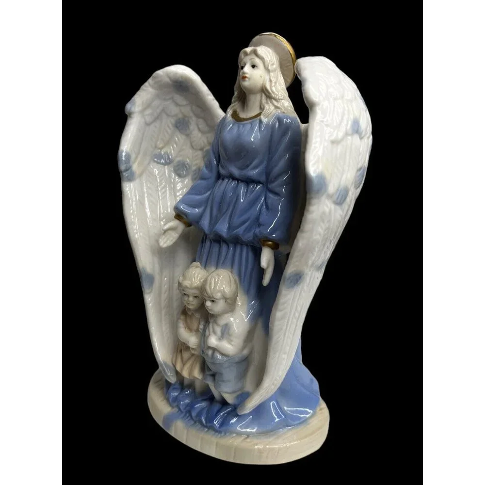 Guardian Angel Collectible Child Protecting Wings Spread Ceramic Figurine 8 Inch
